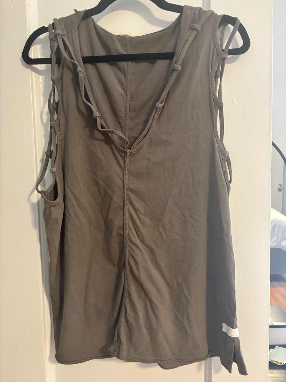 Green Sleeveless V-Neck Women's Hoodie size small